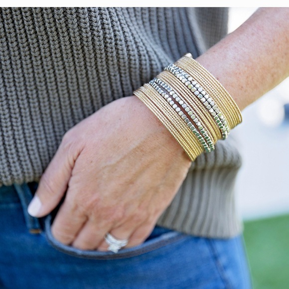 Victoria Emerson Gold Multi Strand Open Cuff Bracelet - Picture 2 of 12